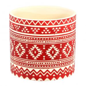 Decolines Mini Cache pot rouge Cylindre Mexicain en céramique 7 cm