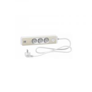 Schneider Electric Multiprise 3 prises + 2 USB Odace bois 1.5 m