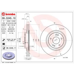 Image de Brembo 1 Disque de frein Vernis UV 09.C245.11