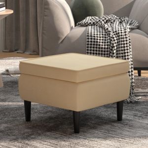 VidaXL Tabouret avec pieds en bois Crème Velours