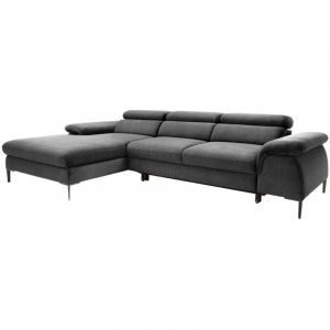 Canap&eacute; d'angle gauche convertible en velours gris anthracite SEPINA de Pascal Morabito
