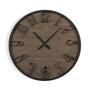 Image de Versa Horloge Mural en Métal Noir 60 cm avec Crochet FANCE