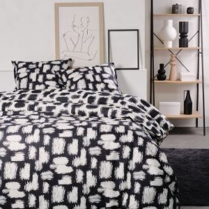 Today Housse De Couette Lit Double Sunshine en Coton Imprimé Tacheté - Noir Et Blanc - 220 X 240 Cm