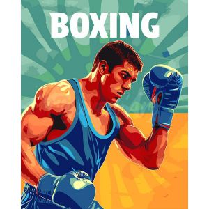Peinture au numéro : Affiche sportive Boxe - toile tendue sur châssis
