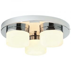 Endon Plafonnier semi-affleurant de salle de bains à 3 ampoules Chrome, verre opale IP44, G9