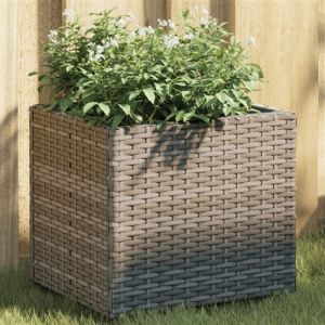 VidaXL Jardini&egrave;re gris 36x30x32 cm r&eacute;sine tress&eacute;e, jardini&egrave;re d'ext&eacute;rieur, bac &agrave; fleurs, bac &agrave; tomates, jardini&egrave;re de terrasse, bac &agrave; pommes de terre