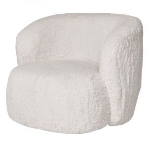 Moel-fauteuil en fourrure artificielle &eacute;crue