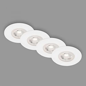 BRILONER - Jeu de 4 lampes encastrées au plafond, à intensité variable, lampes LED encastrées ultraplates, spot encastré salle de bain, spot encastré salle de bain IP44, blanc mat, 90x25 mm (DxH)