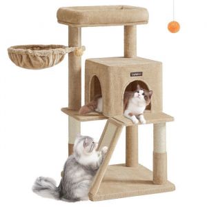 Arbre à chat hauteur 96 cm tour de jeux grand plate-forme marron