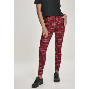 Image de Urban classics TB2848C - Pantalon à coupe ajustée pour dames tratan red/blk - 28