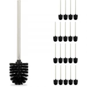 Relaxdays Brosse wc de rechange, lot de 20, brosse toilettes t&ecirc;te amovible salle de bain toilettes, HxD:36 x 8 cm, noir