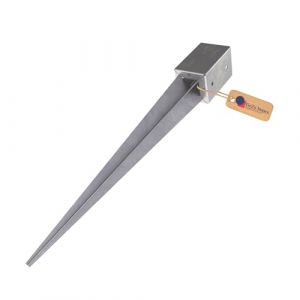 GeZu Impex Support de Poteau &agrave; Enfoncer Galvanis&eacute; &agrave; chaud 46 x 46 x 600 mm ronds douille piquet cloture bois ancre