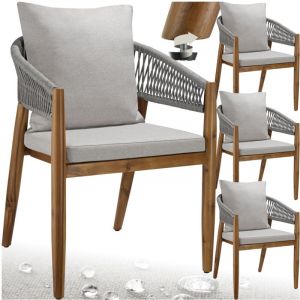 TecTake Chaise de jardin Bois d'acacia lasuré et résistant aux intempéries 59 x 58 x 76,5 cm et capacité de charge de 120 kg