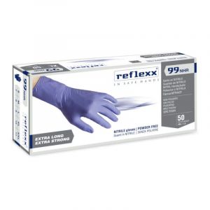 Reflexx Gants en nitrile R99 sans poudre 100 % sans latex 8,8 g Cat. 3 50 pi&egrave;ces xxl