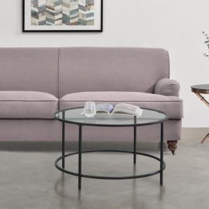 Table ronde pour le salon 45,5 cm haut de métal en verre différentes couleurs Couleur : noir