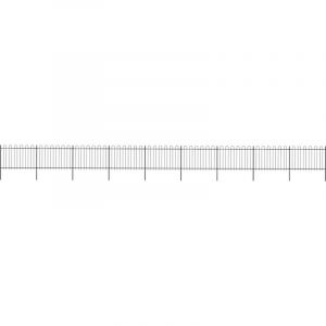 VidaXL Clôture de jardin avec dessus en cerceau Acier 15,3x1,2 m Noir