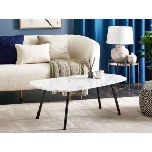 Image de Beliani Table basse effet marbre blanc et noir BIDDLE