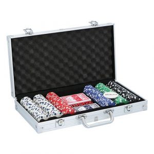 MaxiMondo Set de Poker-300 jetons, 8711252163536, Argent&eacute;