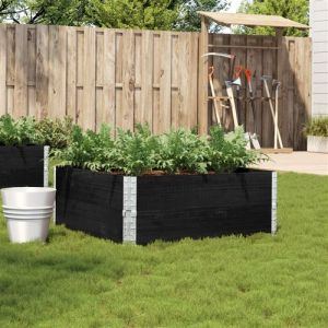 VidaXL Jardini&egrave;re noir 100x100 cm bois massif de pin, jardini&egrave;re d'ext&eacute;rieur, bac &agrave; fleurs, bac &agrave; tomates, jardini&egrave;re de terrasse
