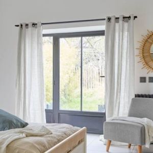 Image de AC-D&eacute;co Rideau 8 oeillets lin lav&eacute; - Sonate D&eacute;co - 140 x 280 cm - Extra blanc - Livraison gratuite