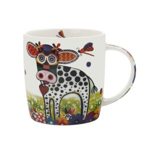 Bruno Evrard création Maxwell & Williams Mug coloré en porcelaine avec motif de vache dans un coffret cadeau Betsy 370 ml