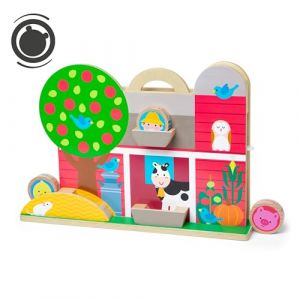 Melissa & Doug GO Tots La grange des roulés-boulés en bois avec 4 disques adorables, Jouets en bois pour bébés, Jouet d'Éveil et Premier Age, 12 mois +, Cadeau de naissance pour garçon ou fille