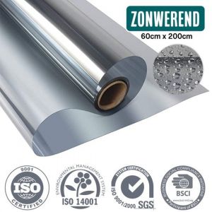 Homewell Film solaire pour vitrages avec effet miroir - HR++ Anti-vue - Autocollant et isolant - Argent 60x200'.