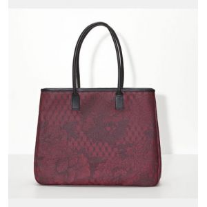 Le Jacquard Français Cabas porté épaule Pivoine Rouge