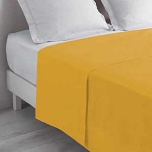Drap Plat 180 x 290 Cm 100% Coton Bio Biolina Ocre