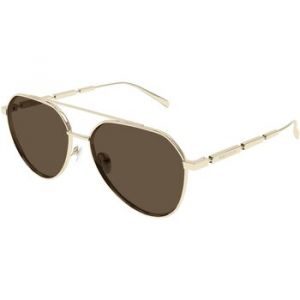 Alexander McQueen Homme AM0478S 002 Lunettes de soleil Métal Or Marron Pilote