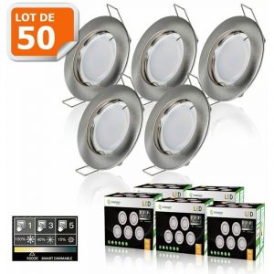 Lampesecoenergie Eurobryte 50 SPOTS LED DIMMABLE SANS VARIATEUR 7W eq.56w BLANC NEUTRE FINITION ALU BROSSE