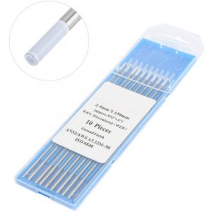 Lectrodes de tungstène zirconiées, 10Pcs 1.0/1.6/2.4/3.2mm WZ8 Pointe blanche pour le soudage Tig ac, TIG(2.4mm×150mm)