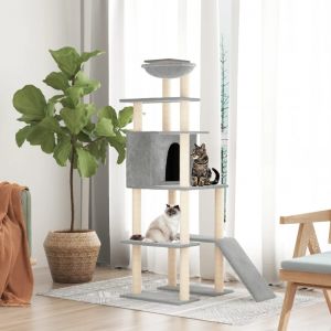 VidaXL Arbre à chat avec griffoirs en sisal Gris clair 166 cm