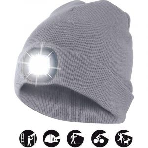 Velamp LIGHTHOUSE : Bonnet avec LED frontale, rechargeable. gris clair