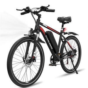 V&eacute;lo &eacute;lectrique EVERCROSS TECH 27.5" EK15 Batterie amovible 36V 13Ah 7-Vitesse Freins &agrave; Double Disque Adulte - Noir Rouge