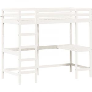 VidaXL Lit superposé avec bureau blanc 90x200 cm bois de pin massif