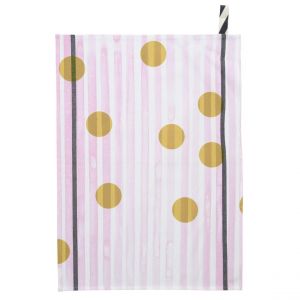 Declikdeco Torchon ray&eacute; Citron Jaune Blanc 50 x 70