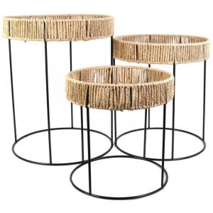 Image de The home deco factory Lot de 3 Tables d'Appoint Gigognes "Lagoon" 40cm Naturel