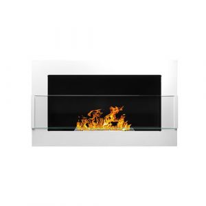 Selsey ASTRALIS C minée bioéthanol 65x40 cm blanc brillant TÜV en acier style moderne