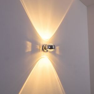 Hofstein Lampe murale Sapri couleur chrome avec des fentes sur le côté en métal etlentilles en verre