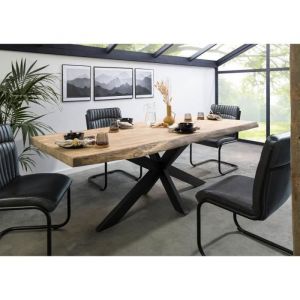 Table &agrave; manger 180x90 Manguier laqu&eacute; Beige / Anthracite mat freeform 5