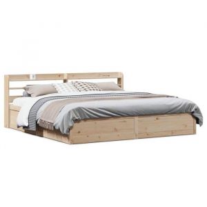 VidaXL Cadre de lit avec tête de lit 200x200 cm Bois de pin massif 264047