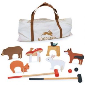 Tender Leaf Premier Âge: CROQUET D'INTÉRIEUR FORÊT 54,5x4,5x10,3cm, en bois, comprend un sac en toile imprimée avec poignée, en - Jeu pour enfant -