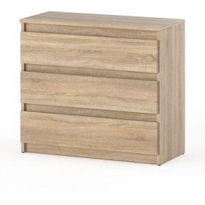 Commode en ch&ecirc;ne Sonoma 80CM 3S, meuble TV pour salon chambre &agrave; coucher