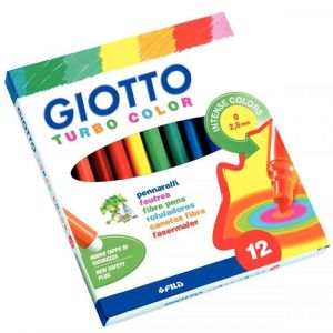 Giotto Etui de 12 feutres de coloriage Turbo Color - pointe moyenne - coloris assortis