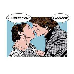 Komar Affiche d'art Star Wars - Classic Comic Quote Leia Han - Taille: 70 x 50 cm - color&eacute;