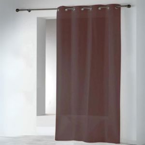 Homemaison Voilages en Etamine Unie &agrave; Oeillets Marron chocolat 140x240 cm