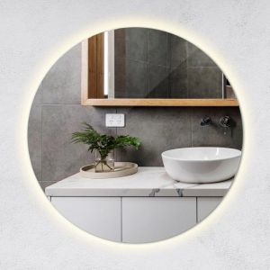 Tulup Miroir rond classique avec &eacute;clairage lumineux LED Design 100 cm lumi&egrave;re neutre &agrave; fixer au mur Miroir de maquillage miroir pour beaut&eacute; pour Entr&eacute;e S&eacute;jour Bureau Salle de bain Couloir