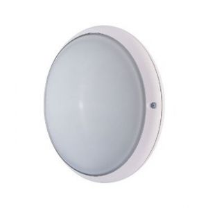 Ebénoid Hublot extérieur fluo 9W + 9W Ø 245mm blanc verre avec lampes 4000K 2G7 et ballasts elec CL2 IK02 IP54 DUNE 079103