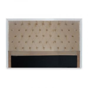 Image de Menzzo Tête de lit Hermione 160cm Bois blanc et Velours Taupe